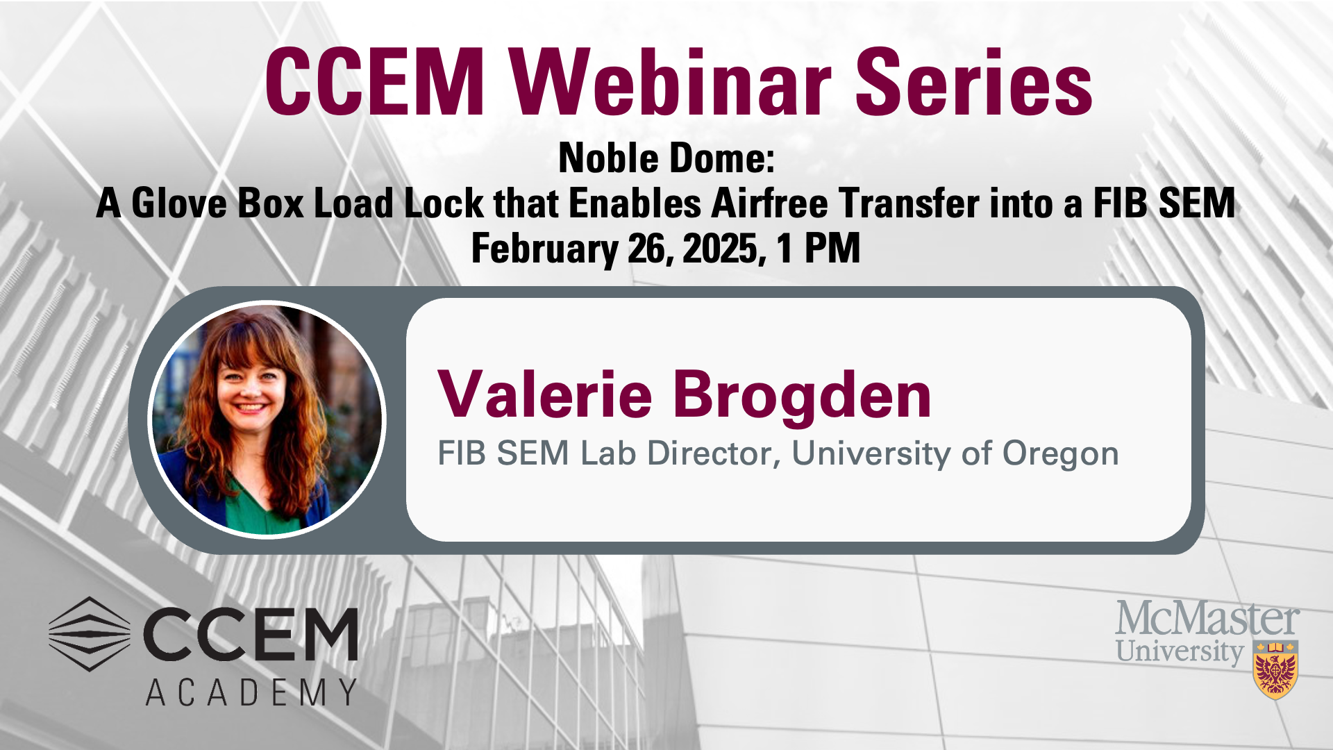 Noble Dome: A Glove Box Load Lock that Enables Airfree Transfer into a FIB SEM February 26, 2025, 1 PM